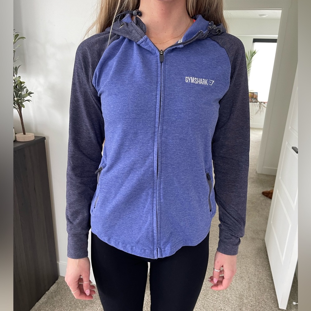 Purple Gymshark zip hoodie, size S.